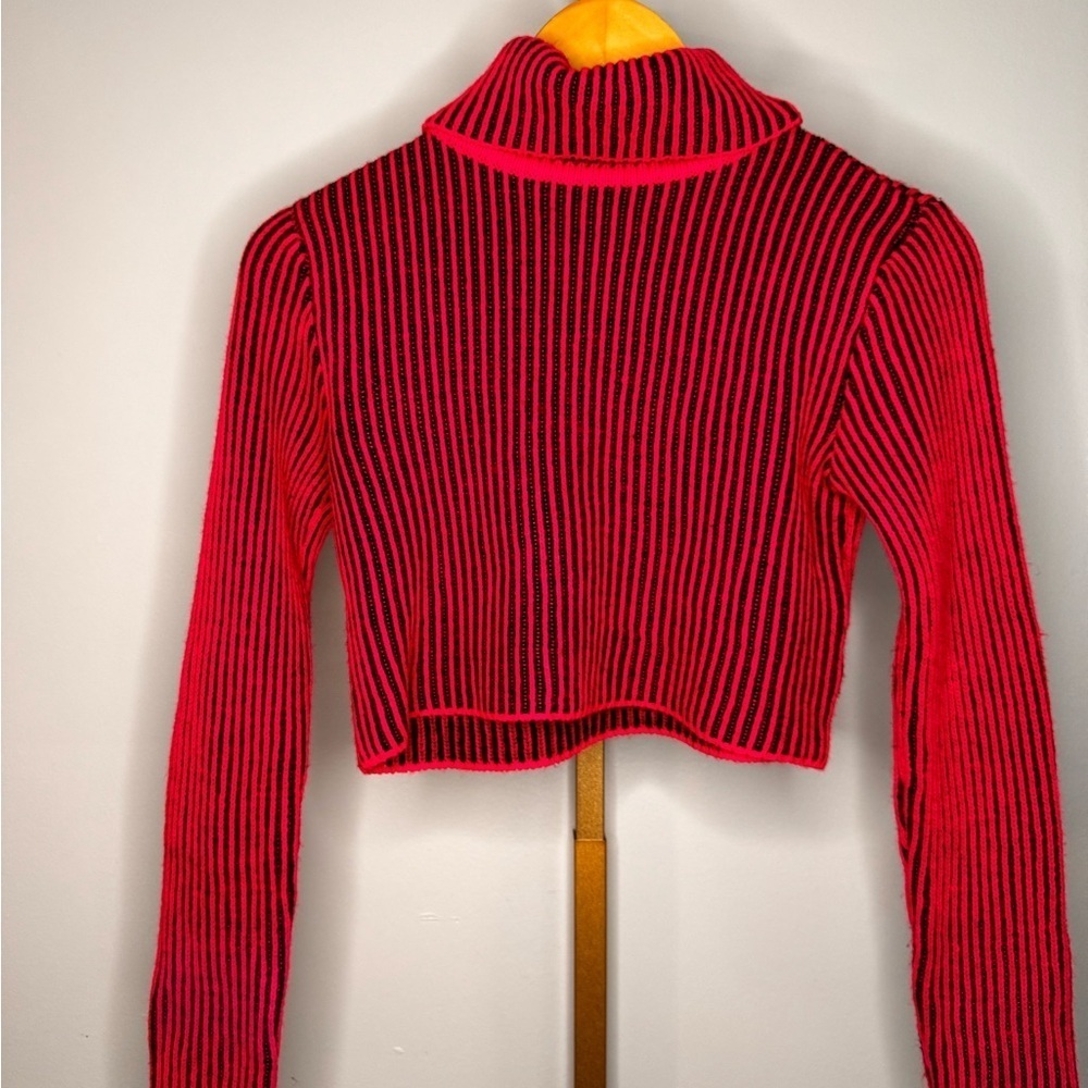 Pink and Black Striped Turtleneck Sweater - Picture 4 of 7